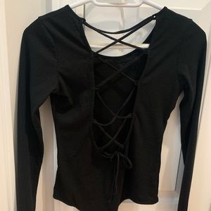 Garage Black Lace-Up Back Bodysuit